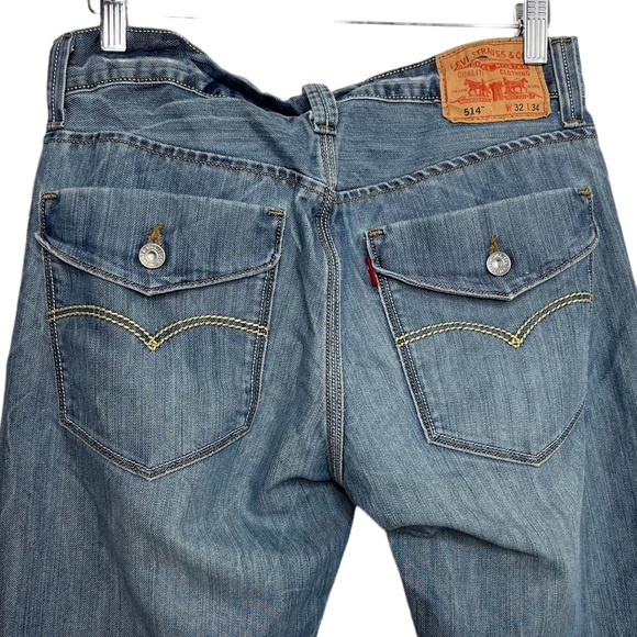 Levis 514 Slim Straight Fit Jeans Mens Light Silver Wash Denim Size 32x34 - Picture 6 of 13